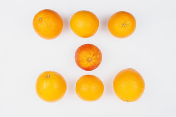 View from the top, red orange with yellow oranges.