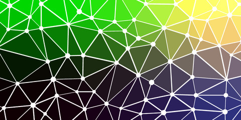 Abstract Low Polygon gradient green yellow dark blue Network Internet Generative Art background illustration Lowpoly