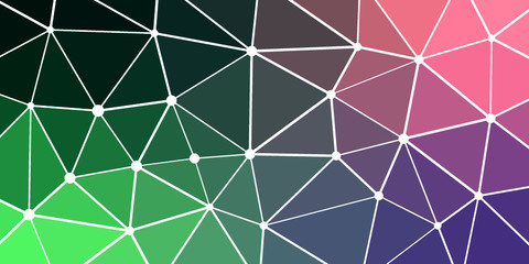 Abstract Low Polygon gradient green pink violett Network Internet Generative Art background illustration Lowpoly