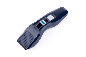 Blue hair clipper on a white background. 