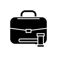 Court case black icon, concept illustration, vector flat symbol, glyph sign.