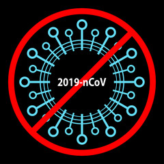 Coronavirus Bacteria Cell Icon, 2019-nCoV Novel Coronavirus Bacteria. No Infection and Stop Coronavirus Concepts. Dangerous Coronavirus Cell in China, Wuhan