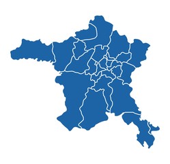 Outline blue map of Ankara