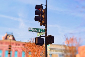 red traffic light in the city