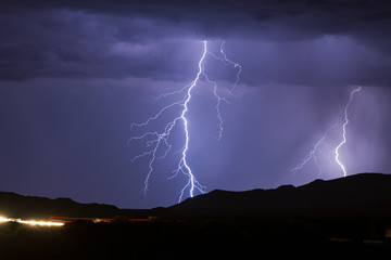 Naklejka na ściany i meble lightning bolt strike in a storm