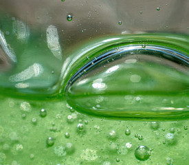 abstract green bubbles in a bottle