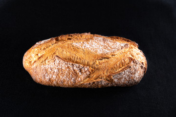 Rustic bread, beautiful golden crust with diamond patterns, close-up