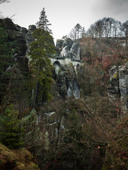 Magnificent cliffs in the area of Bastei, Germany. Beautiful nature screensaver