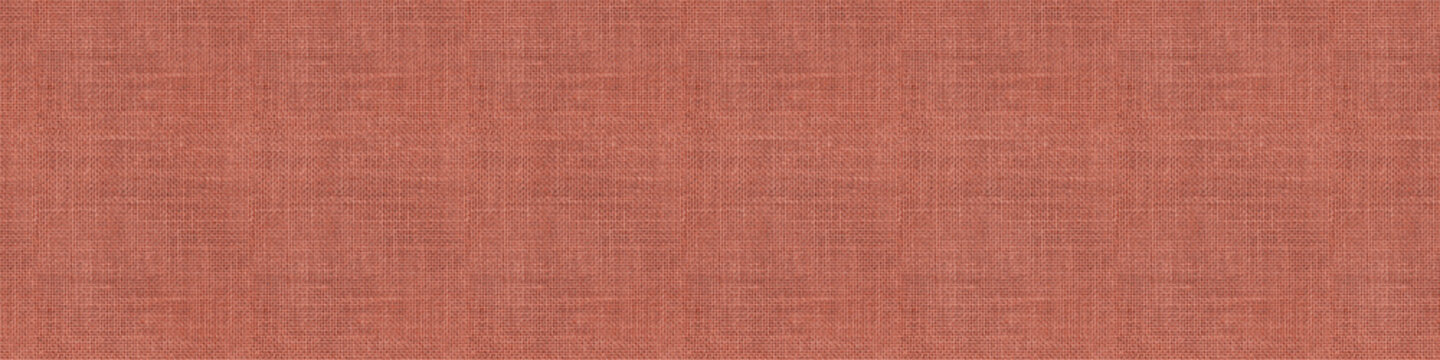 Close-up long and wide texture of natural weave cloth in pink or coral color. Fabric texture of natural cotton or linen textile material. Seamless canvas background.
