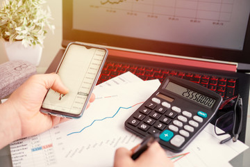 online finance tracking, accounting data, banking transactions and investment concept visual