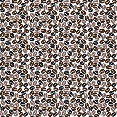 Different degrees of coffee roasting Coffee seamless pattern. Coffee beans isolated on white. Flat vector template for coffee shop.