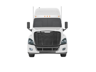3d rendering of white truck for cargo transportation front view on white background no shadow