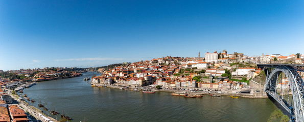 Fototapeta na wymiar Panoramic View of River Duoro and Ponte Lois, Porto, Portugal