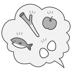 食材　買い物　料理　ふきだし　イメージ