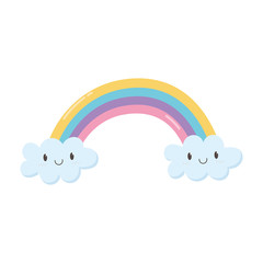 rainbow clouds fantasy magic cartoon icon design white background