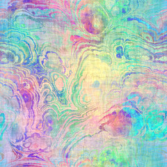Holographic foil vivid trendy seamless fractal marble pattern. Opalescent psychedelic design in pastel rainbow colors. Cosmic futuristic iridescent graphic swatch.