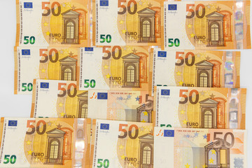 Cluster of Fifty Euro Banknotes