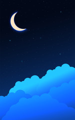 Fototapeta na wymiar Night sky background. Moon and star, cloud on night sky.