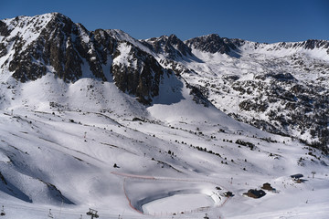 Mountain landscape in Grau Roig sector in Grandvalira, Andorra
