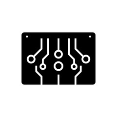 Computer circuit black icon, concept illustration, vector flat symbol, glyph sign.