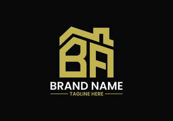 Initial Letter B and A with the roof. Real estate logo design concept. © BakiBullah