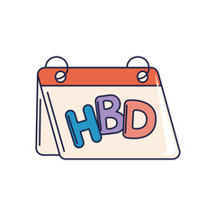 happy birthday, calendar reminder celebration party line and fill style