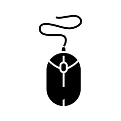 Computer mouse black icon, concept illustration, vector flat symbol, glyph sign.