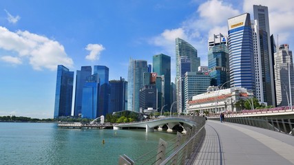 Fototapeta na wymiar Singapore, Singapore - February 14 2020: Financial District of Singapore
