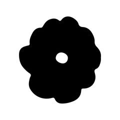 Set of flat flower icons in silhouette isolated on white. Simple retro designs in black and white.