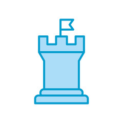 Isolated tower with flag line and fill style icon vector design