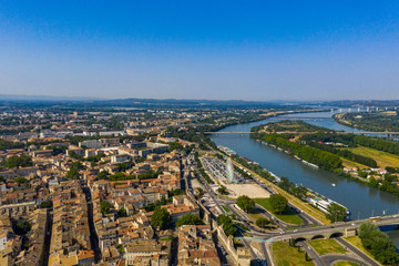 Obraz premium Avignon historical city by the bank of Rhone river, France