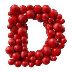 letter D with red colored shiny balls. realistic vector illustration.