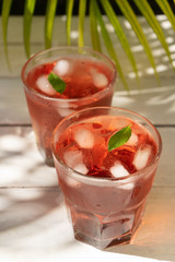 Hibiscus tea also called Jamaica water on white table