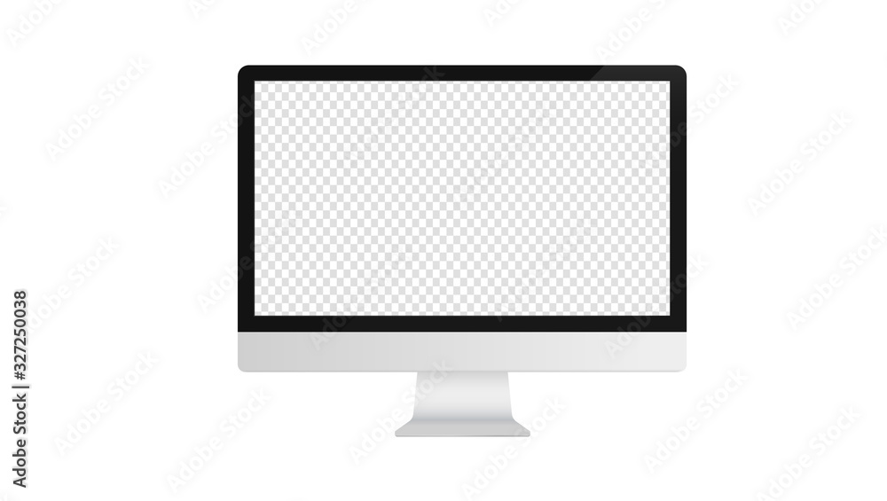 Fototapete Desktop computer with transparent screen. Monitor to use as template in mockup or presentation. Realistic vector illustration.
