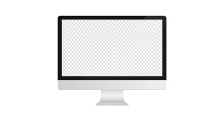 Desktop computer with transparent screen. Monitor to use as template in mockup or presentation. Realistic vector illustration.