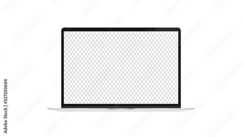 Fototapete Laptop with transparent screen. Computer to use as template in mockup or presentation. Realistic vector illustration.