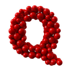 letter Q with red colored shiny balls. realistic vector illustration.