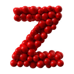 letter Z with red colored shiny balls. realistic vector illustration.