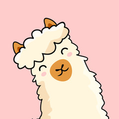 Head Llama Cartoon Cute Alpaca