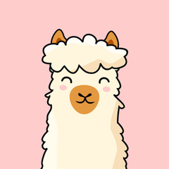 Head Llama Cartoon Cute Alpaca