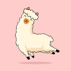 Jumping Llama Cartoon Cute Alpaca © Eriek