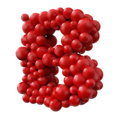 letter B with red colored shiny balls, side view. realistic vector illustration.