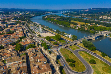 Beautiful Avignon city on the bank of Rhone river, France