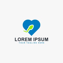 Fertility logo design. Medical care illustration symbol. Sperm and love vector icons.