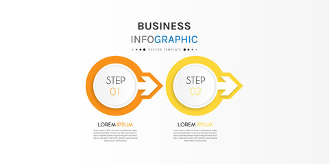 Business infographic element with 2 options, steps, number vector template design