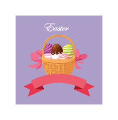 easter label with eggs, greeting card