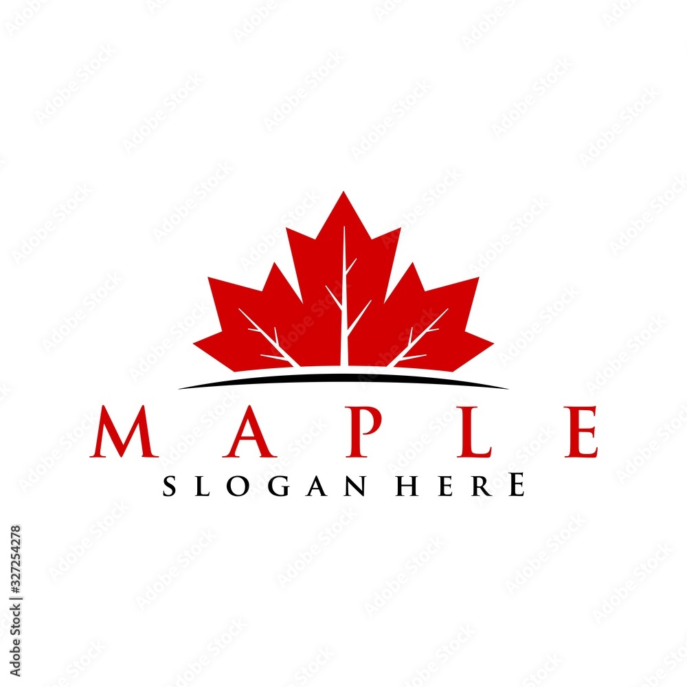 Canvas Prints maple red logo simple concept vector