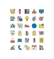 set of icons office , line style icon