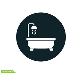 Bathtub icon vector logo template
