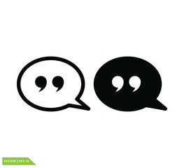 Bubble speech and quote icon vector logo template